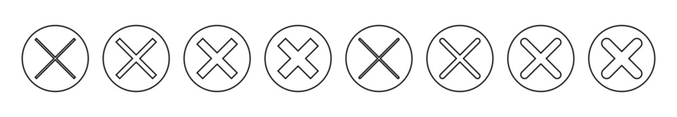 Close icon set vector. Delete sign and symbol. cross sign