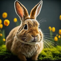 Obraz premium rabbit in the grass looking to something