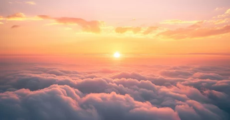 Foto op Canvas Majestic Sunset Above Sea of Clouds © evening_tao