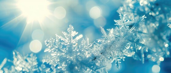 Glittering Snowflake Under Winter Sunlight