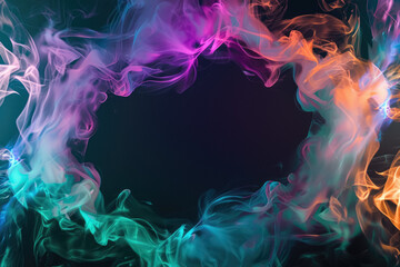 Vibrant Neon Smoke Frame Effect for Photo Overlays - Ethereal Neon Colors and Smoky Textures. Generated AI.