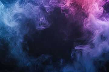 Vibrant Neon Smoke Frame Effect for Photo Overlays - Ethereal Neon Colors and Smoky Textures. Generated AI.