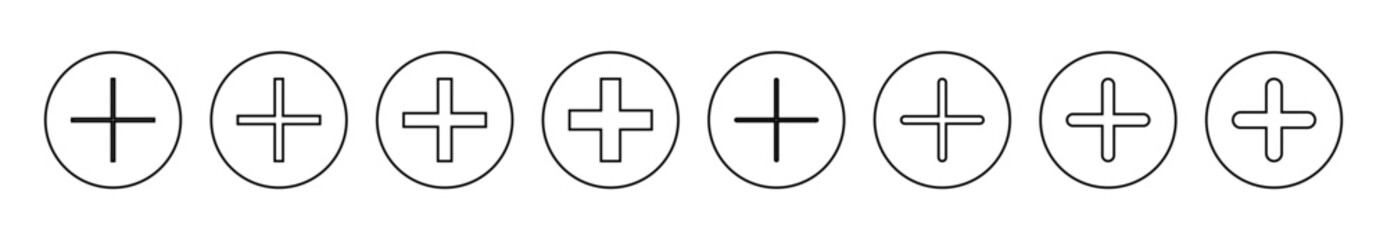 Obraz premium Plus Icon set vector. Add plus sign and symbol