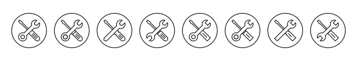 Repair tools icon set vector. tool sign and symbol. setting icon. Wrench and screwdriver. Service