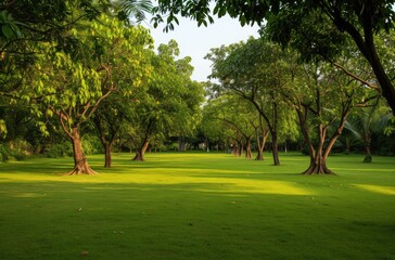 Serene Park with Lush Green Trees and Lawn