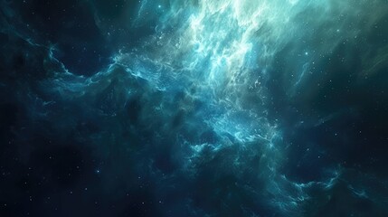 Ethereal Blue Nebula in Deep Space