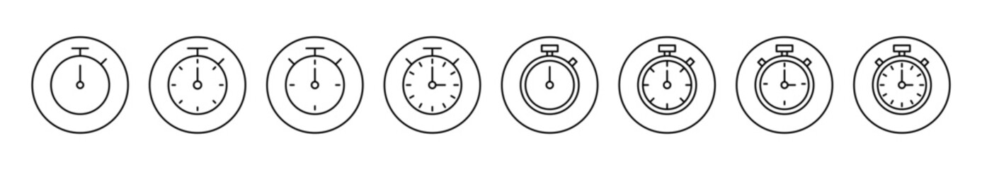 stopwatch icon set vector. Timer sign and symbol. Countdown icon. Period of time