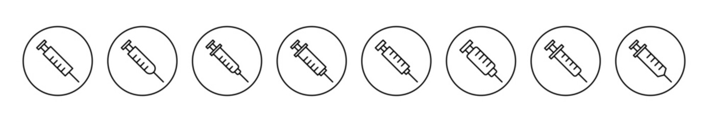 Syringe icon set vector. injection sign and symbol. vaccine icon