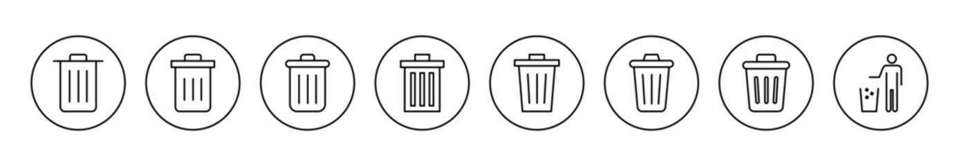 Trash icon set vector. trash can icon. delete sign and symbol.