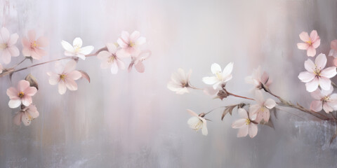 Spring background with muted color flowers - obrazy, fototapety, plakaty