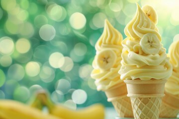 1 cup green-yellow mango flavor ice cream cone