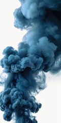 Blue smoke on white vertical background