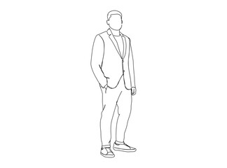 Man, Boy Dresses, Clothing Single Line Drawing Ai, EPS, SVG, PNG, JPG zip file