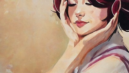 悩ましい表情の女性のイラスト