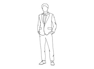 Man, Boy Dresses, Clothing Single Line Drawing Ai, EPS, SVG, PNG, JPG zip file