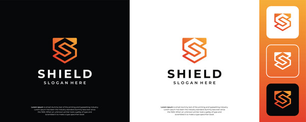 Letter S shield logo with modern gradient logo design - obrazy, fototapety, plakaty