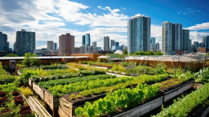 rooftop urban farm - obrazy, fototapety, plakaty