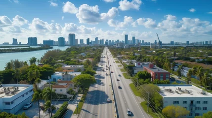 Brushed aluminium prints Atlantic Ocean Road Aerial view of Miami