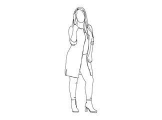 woman, Girl Dresses, Clothing Single Line Drawing Ai, EPS, SVG, PNG, JPG zip file