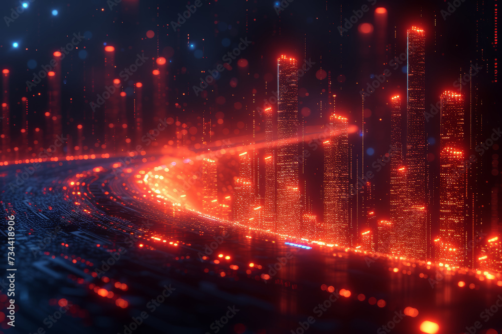 Poster Abstract representation of data visualization and analytics, representing the power of data-driven insights. Generative Ai.