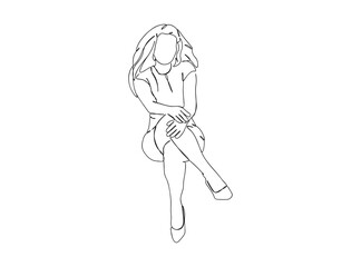 woman, Girl Dresses, Clothing Single Line Drawing Ai, EPS, SVG, PNG, JPG zip file