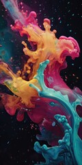 Obraz premium yellow green pink and blue splash vertical background