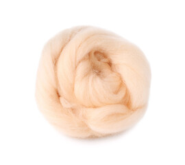 One beige felting wool isolated on white