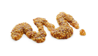 Fresh whole grain mustard isolated on white