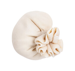 Uncooked khinkali (dumpling) isolated on white. Georgian cuisine