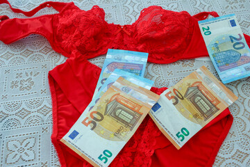 lingerie and euro bills