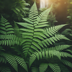Fototapeta na wymiar Beautiful Fern With Lush Green Leaves Growing Outdoors - generated by ai