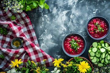 Summer Garden Picnic Polish Cuisine Flat Lay

 - obrazy, fototapety, plakaty
