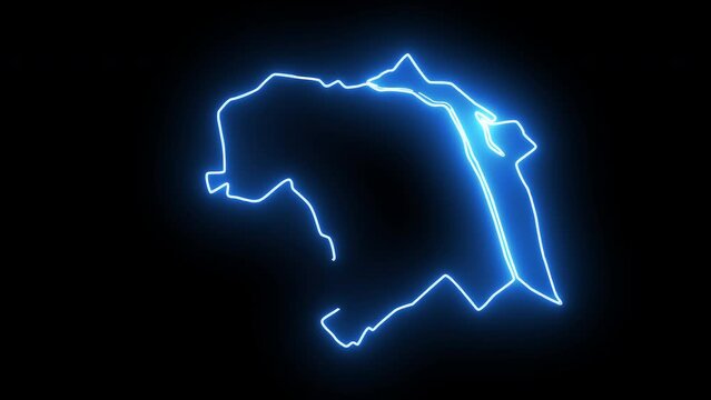 map of Nancy in france with glowing neon effect