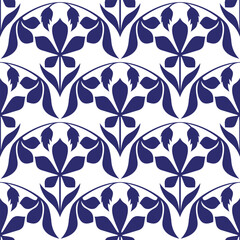 Blue Oriental Leaves Pattern Design