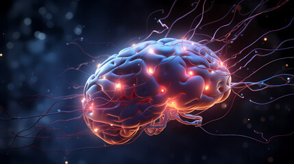 Creative brain, brain 3D rendering