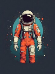 Astronaut illustration in space for T shirt design