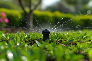 Watering and irrigation concept. Background with selective focus and copy space