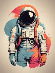 Astronaut illustration in space for T shirt design