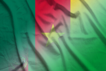 Cameroon and Turkmenistan official flag international contract TKM KHM - obrazy, fototapety, plakaty