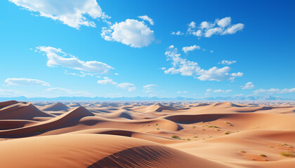 Fototapeta na wymiar Arid Africa Majestic sand dunes ripple under scorching sun generated by AI