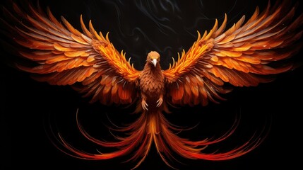 mythical fire phoenix - obrazy, fototapety, plakaty