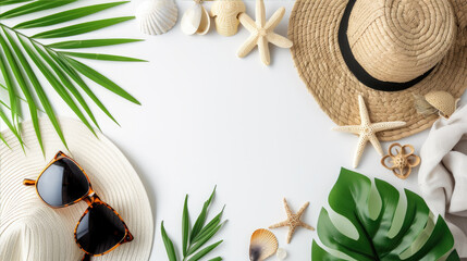 summer accessories with white copy space 