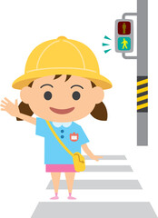 横断歩道を渡る女の子のイメージイラスト