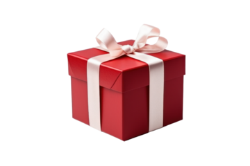 gift box with white ribbon and bow  isolated on transparent and white background.PNG image	