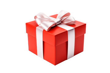 Obraz premium gift box with white ribbon and bow isolated on transparent and white background.PNG image 