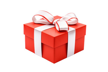 Obraz premium gift box with white ribbon and bow isolated on transparent and white background.PNG image 