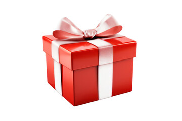 gift box with white ribbon and bow  isolated on transparent and white background.PNG image	