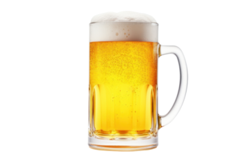 mug of beer isolated on transparent and white background.PNG image