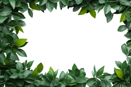 Green Leaves Border  isolated on transparent and white background.PNG image	