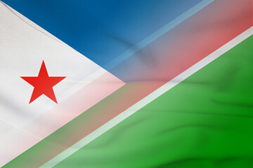 Obraz na płótnie Canvas Djibouti and Namibia government flag transborder contract NAM DJI